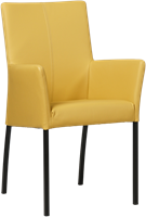 Leren eetkamerstoel Comfort - met armleuning - Toledo Leer Lemon - Poot - Vierkant - Zwart