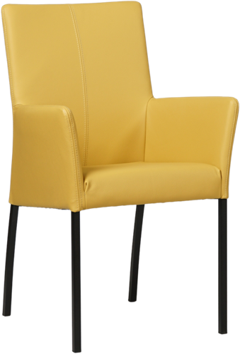 Leren eetkamerstoel Comfort - met armleuning - Toledo Leer Lemon - Poot - Vierkant - Zwart
