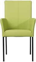 Leren eetkamerstoel Comfort - met armleuning - Toledo Leer Lime - Poot - Vierkant - Zwart-2
