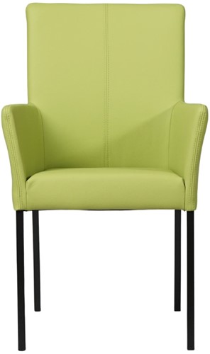 Leren eetkamerstoel Comfort - met armleuning - Toledo Leer Lime - Poot - Vierkant - Zwart-2