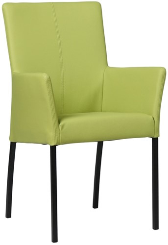 Leren eetkamerstoel Comfort - met armleuning - Toledo Leer Lime - Poot - Vierkant - Zwart
