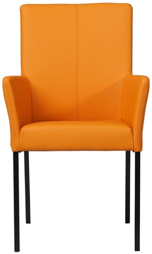 Leren eetkamerstoel Comfort - met armleuning - Toledo Leer Mandarin - Poot - Vierkant - Zwart-2