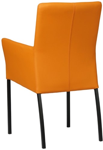 Leren eetkamerstoel Comfort - met armleuning - Toledo Leer Mandarin - Poot - Vierkant - Zwart-3