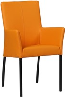 Leren eetkamerstoel Comfort - met armleuning - Toledo Leer Mandarin - Poot - Vierkant - Zwart