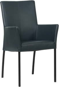 Leren eetkamerstoel comfort met armleuning 365 blauw, blauw leer, blauwe keukenstoelen