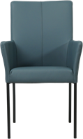 Leren eetkamerstoel Comfort - met armleuning - Toledo Leer Whale - Poot - Rond - Zwart-2