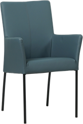 Leren eetkamerstoel Comfort - met armleuning - Toledo Leer Whale - Poot - Rond - Zwart