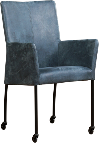 leren eetkamerstoel comfort met wieltjes en armleuning shopx