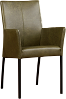 Leren eetkamerstoel Comfort - met armleuning - Kenia Leer Brown - Poot - Vierkant - RVS