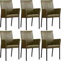 Leren eetkamerstoel Comfort - met armleuning - set van 6 stoelen