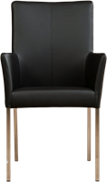 Leren eetkamerstoel Comfort - met armleuning - Toledo Leer Nero - Poot - Vierkant - RVS-2