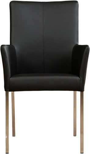 Leren eetkamerstoel Comfort - met armleuning - Toledo Leer Nero - Poot - Vierkant - RVS-2