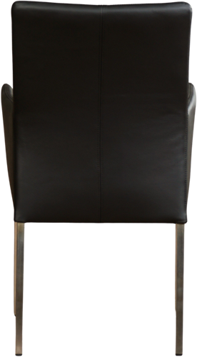 Leren eetkamerstoel Comfort - met armleuning - Toledo Leer Nero - Poot - Vierkant - RVS-3