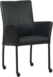 Zwarte leren moderne eetkamerstoel Comfort - Granada leer Black (zwart leer)
