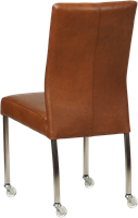 Leren eetkamerstoel Comfort - met wieltjes en zonder armleuning - Granada leer Savannah - Poot - Vierkant - RVS - Skate wiel transparant-3