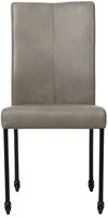 Leren eetkamerstoel Comfort - met wieltjes en zonder armleuning - Granada leer Steel - Vorm poot vierkant - Kleur poot, zwart - Skate wiel zwart-2