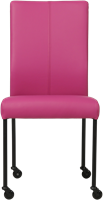 Leren eetkamerstoel Comfort - met wieltjes en zonder armleuning - Hermes Leer Purple - Poot - Rond - Zwart - Skate wiel zwart-2