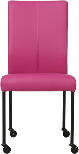 Leren eetkamerstoel Comfort - met wieltjes en zonder armleuning - Hermes Leer Purple - Poot - Rond - Zwart - Skate wiel zwart-2