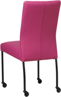 Leren eetkamerstoel Comfort - met wieltjes en zonder armleuning - Hermes Leer Purple - Poot - Rond - Zwart - Skate wiel zwart-3