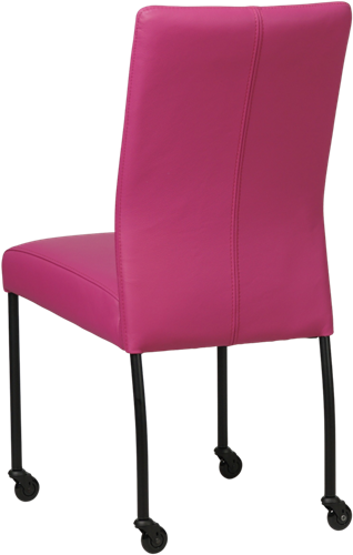 Leren eetkamerstoel Comfort - met wieltjes en zonder armleuning - Hermes Leer Purple - Poot - Rond - Zwart - Skate wiel zwart-3