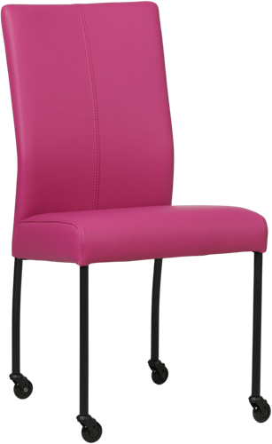Leren eetkamerstoel Comfort - met wieltjes en zonder armleuning - Hermes Leer Purple - Poot - Rond - Zwart - Skate wiel zwart