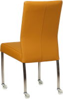 Leren eetkamerstoel Comfort - met wieltjes en zonder armleuning - Toledo Leer Leem - Poot - Vierkant - RVS - Skate wiel transparant-3