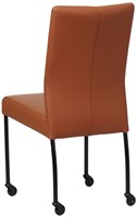Leren eetkamerstoel Comfort - met wieltjes en zonder armleuning - Toledo Leer Natur - Poot - Rond - Zwart - Skate wiel zwart-3