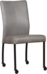 Leren eetkamerstoel comfort met wieltjes 888 grijs, grijs leer, grijze keukenstoelen