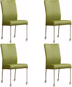 Set van 4 Leren eetkamerstoelen Comfort - met wieltjes