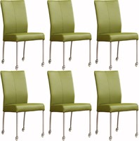Leren eetkamerstoel Comfort - met wieltjes - set van 6 stoelen