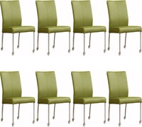 Leren eetkamerstoel Comfort - met wieltjes - set van 8 stoelen