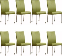 Leren eetkamerstoel Comfort - met wieltjes - set van 8 stoelen