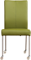Leren eetkamerstoel Comfort - met wieltjes en zonder armleuning - Toledo Leer Apple Green - Poot - Rond - RVS - Skate wiel transparant-2