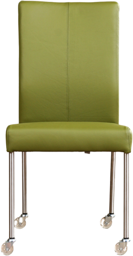 Leren eetkamerstoel Comfort - met wieltjes en zonder armleuning - Toledo Leer Apple Green - Poot - Rond - RVS - Skate wiel transparant-2