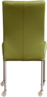 Leren eetkamerstoel Comfort - met wieltjes en zonder armleuning - Toledo Leer Apple Green - Poot - Rond - RVS - Skate wiel transparant-3