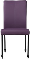 Leren eetkamerstoel Comfort - met wieltjes en zonder armleuning - Toledo Leer Aubergine - Poot - Rond - Zwart - Skate wiel zwart-2