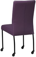 Leren eetkamerstoel Comfort - met wieltjes en zonder armleuning - Toledo Leer Aubergine - Poot - Rond - Zwart - Skate wiel zwart-3
