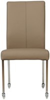 Leren eetkamerstoel Comfort - met wieltjes en zonder armleuning - Toledo Leer Mocca - Poot - Vierkant - RVS - Skate wiel transparant-2