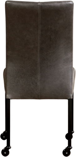 Leren eetkamerstoel Comfort - met wieltjes en zonder armleuning - Vintage Leer Grey - Poot - Vierkant - Zwart - Skate wiel zwart-3
