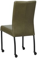 Leren eetkamerstoel Comfort - met wieltjes en zonder armleuning - Granada leer Moss - Poot - Rond - Zwart - Skate wiel zwart-3