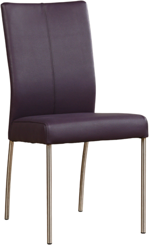 Leren eetkamerstoel Comfort - Toledo Leer Aubergine - Rond - RVS