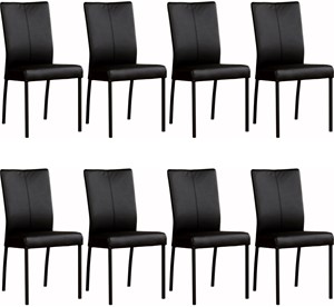 Set van 8 Leren eetkamerstoelen Comfort