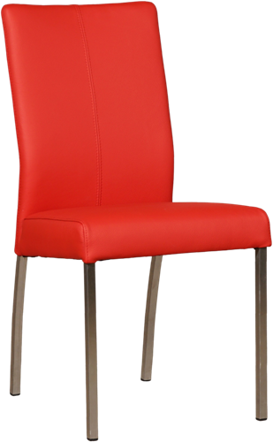 Leren eetkamerstoel Comfort - Toledo Leer Ferrari - Vierkant - RVS