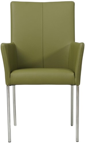 Leren eetkamerstoel Comfort - met armleuning - Toledo Leer Apple Green - Poot - Rond - RVS-2