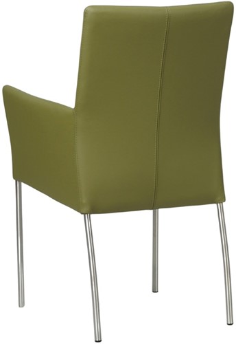 Leren eetkamerstoel Comfort - met armleuning - Toledo Leer Apple Green - Poot - Rond - RVS-3