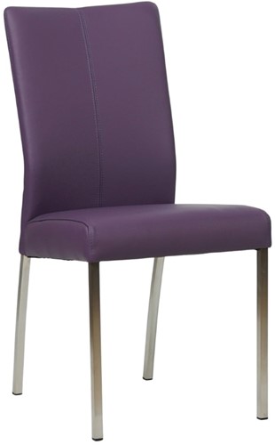 Leren eetkamerstoel Comfort - Toledo Leer Aubergine - Vierkant - RVS