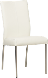 Leren eetkamerstoel Comfort - Toledo Leer Bianco - Rond - RVS