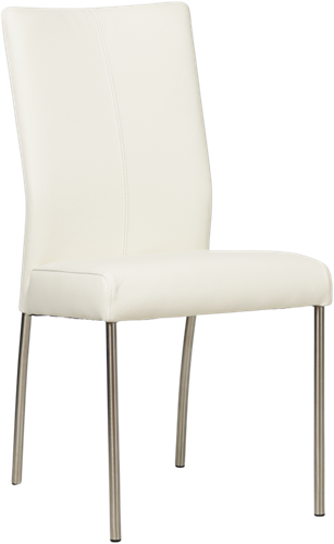 Leren eetkamerstoel Comfort - Hermes Leer Bianco - Rond - RVS