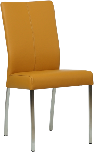 Leren eetkamerstoel Comfort - Toledo Leer Leem - Vierkant - RVS