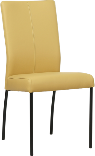 Leren eetkamerstoel Comfort - Toledo Leer Lemon - Rond - Zwart